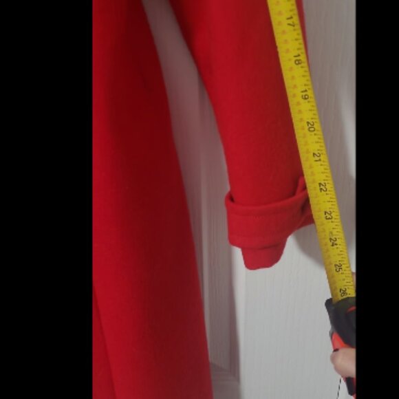 J. Crew Classic Red Wool Blend Coat with Fabric Covered Buttons and Pockets - Picture 9 of 12